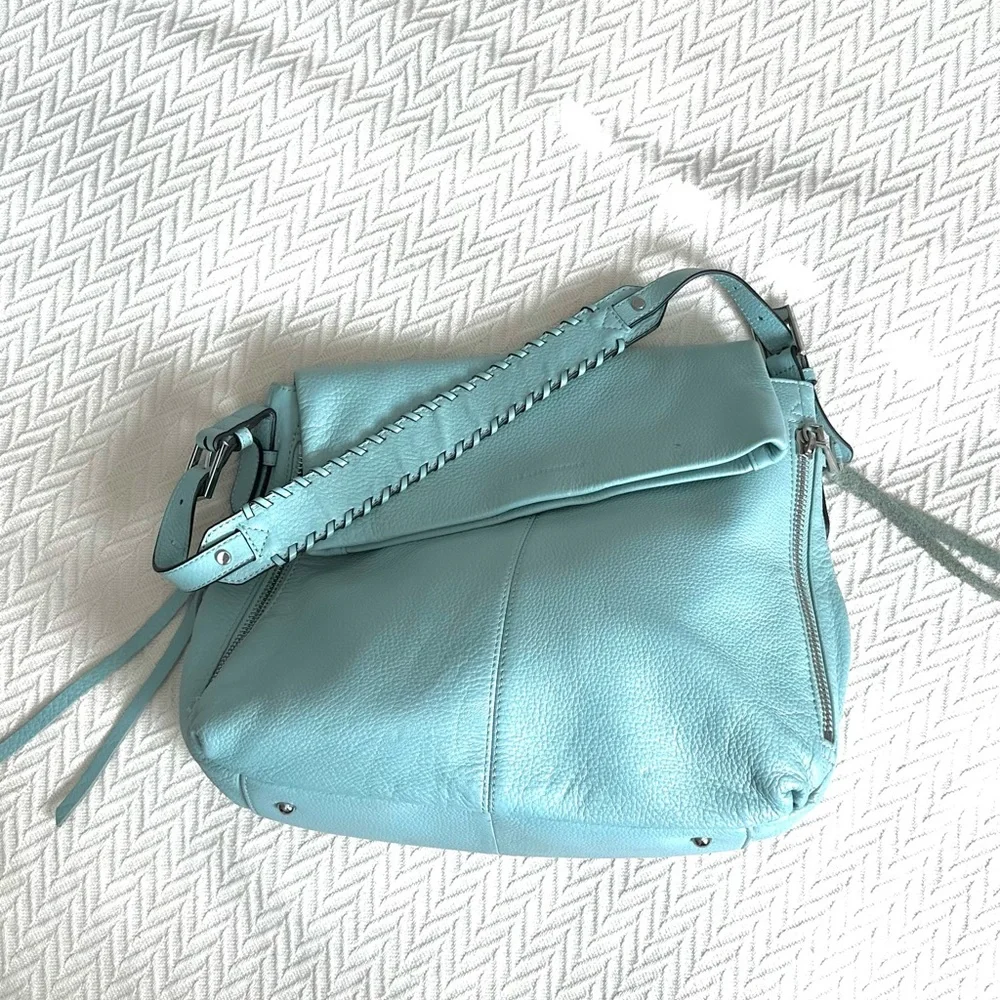 AIMEE KESTENBERG Baby Blue Genuine Leather Slouchy Hobo Purse Designer Bag - Picture 15 of 15